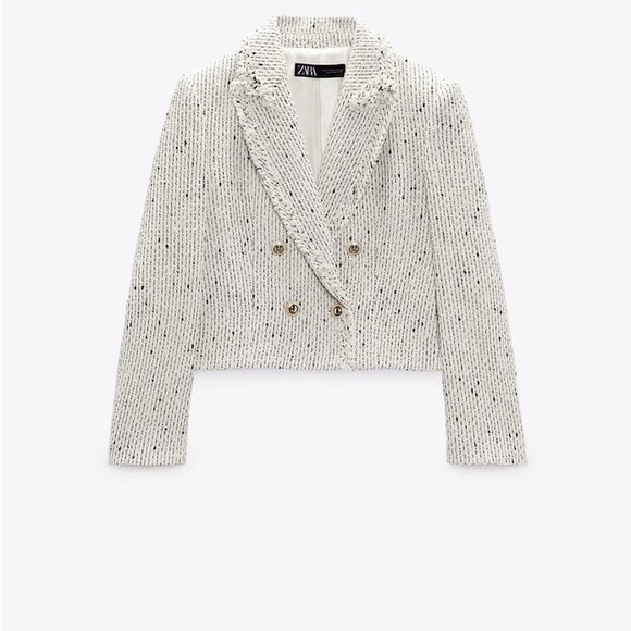 NWT Zara Textured Double-Breasted Blazer - Picture 11 of 12
